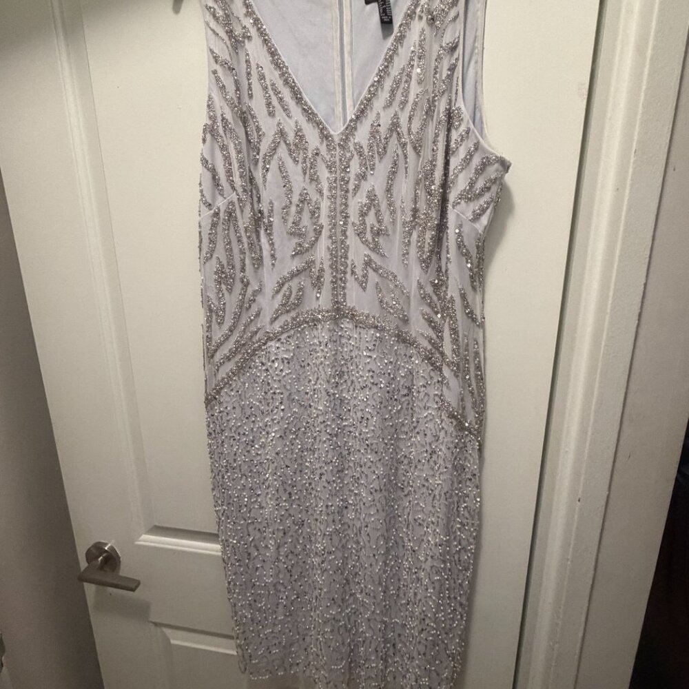 Never Worn! Adrianna Papell Baby Blue Beaded Drop Waist Dress - 18W